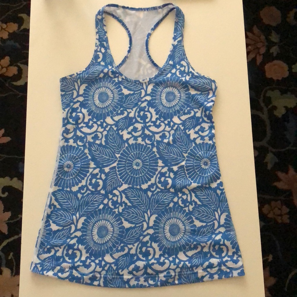 Lululemon blue floral racer back tank